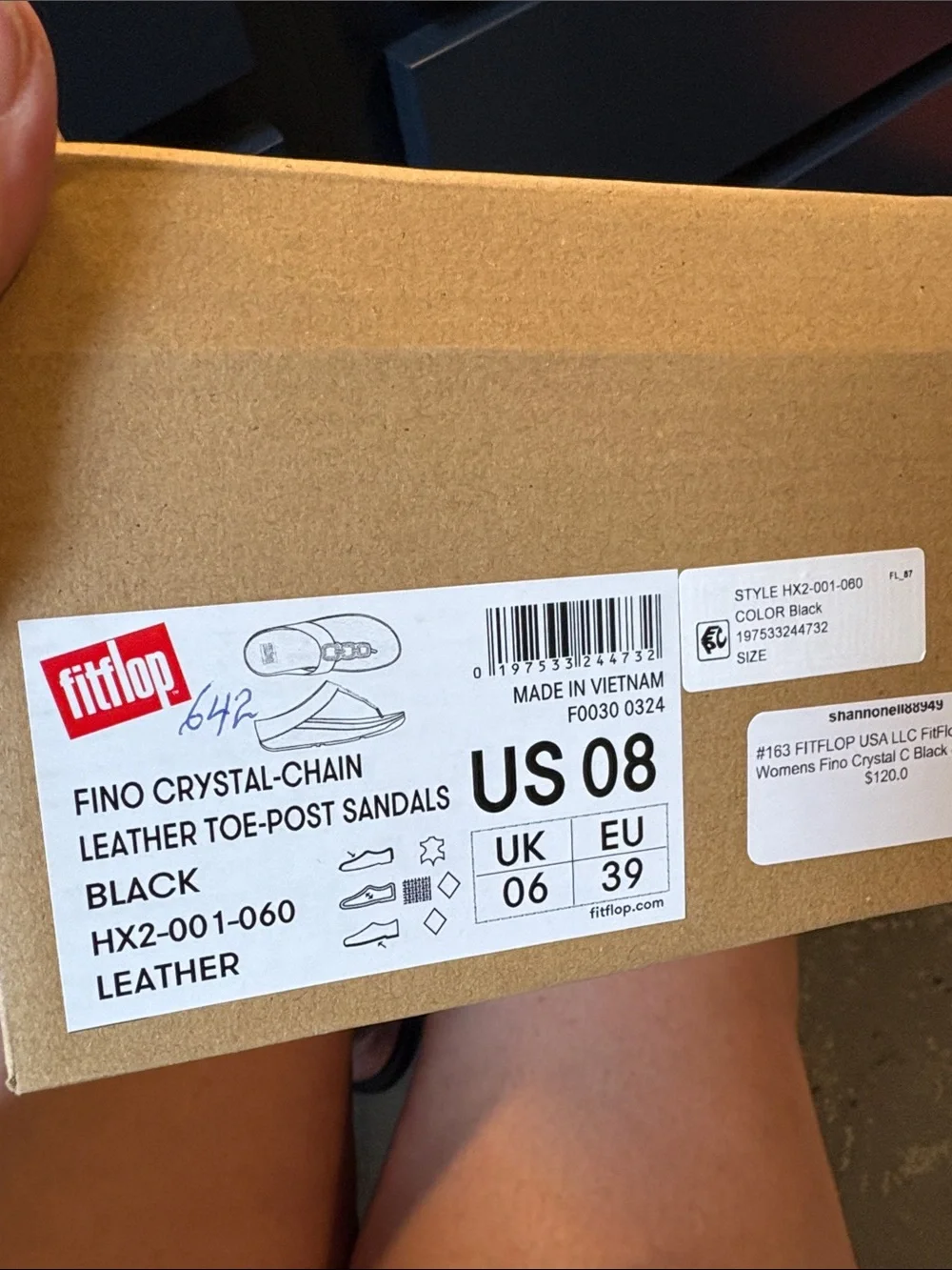 FitFlop Black Rhinestone Chain T-Strap Sandals - Picture 7 of 7